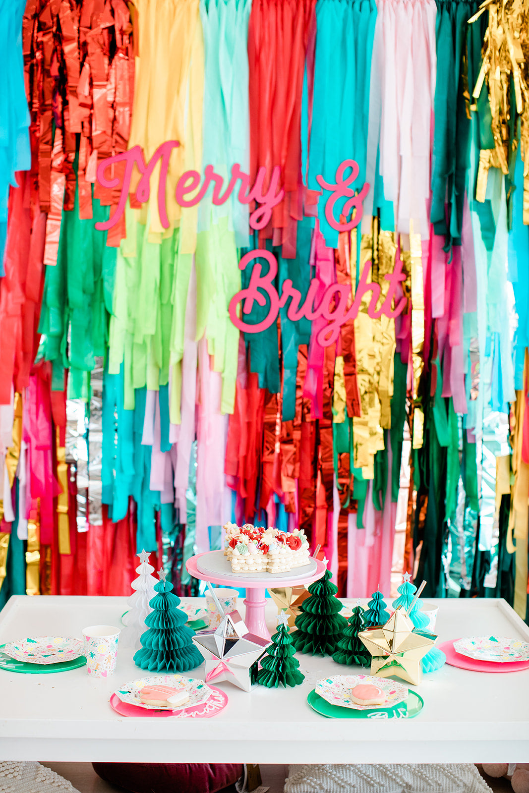 Merry & Bright Fringe Backdrop-Backdrops-Oh My Darling Party Co