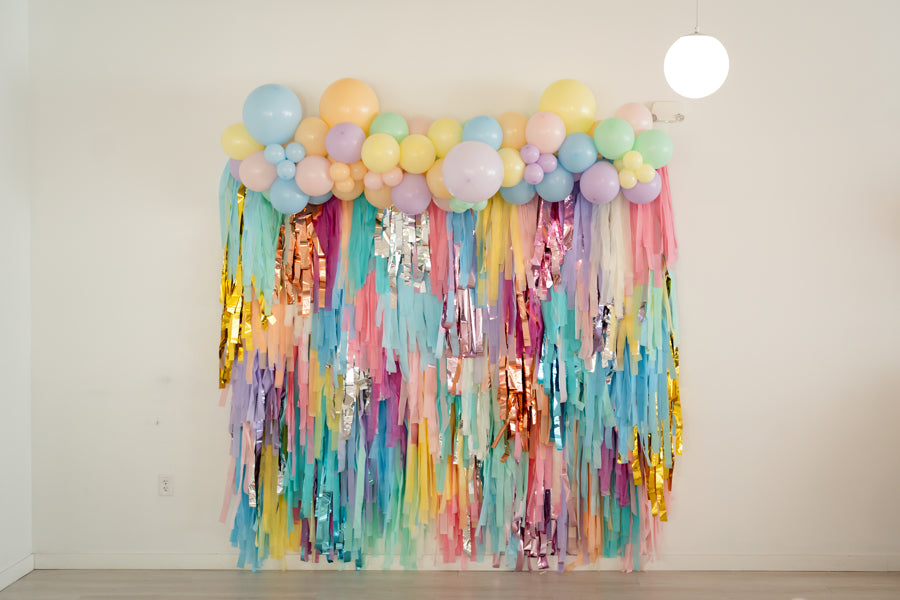 Pastel Rainbow Fringe Backdrop-Backdrops-Oh My Darling Party Co