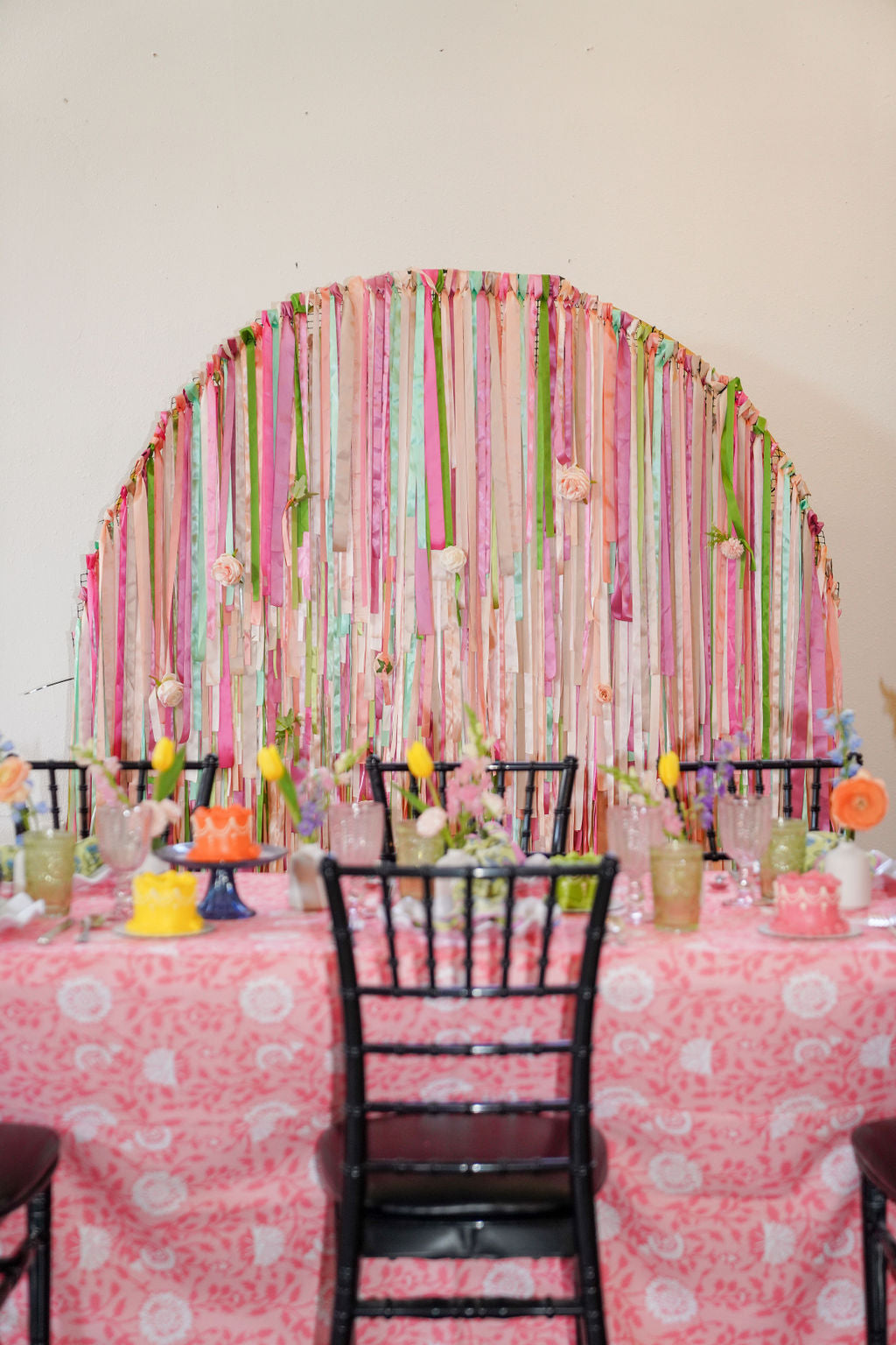 Petals and Prosecco Semi Circle Fringe Backdrop-Backdrops-Oh My Darling Party Co