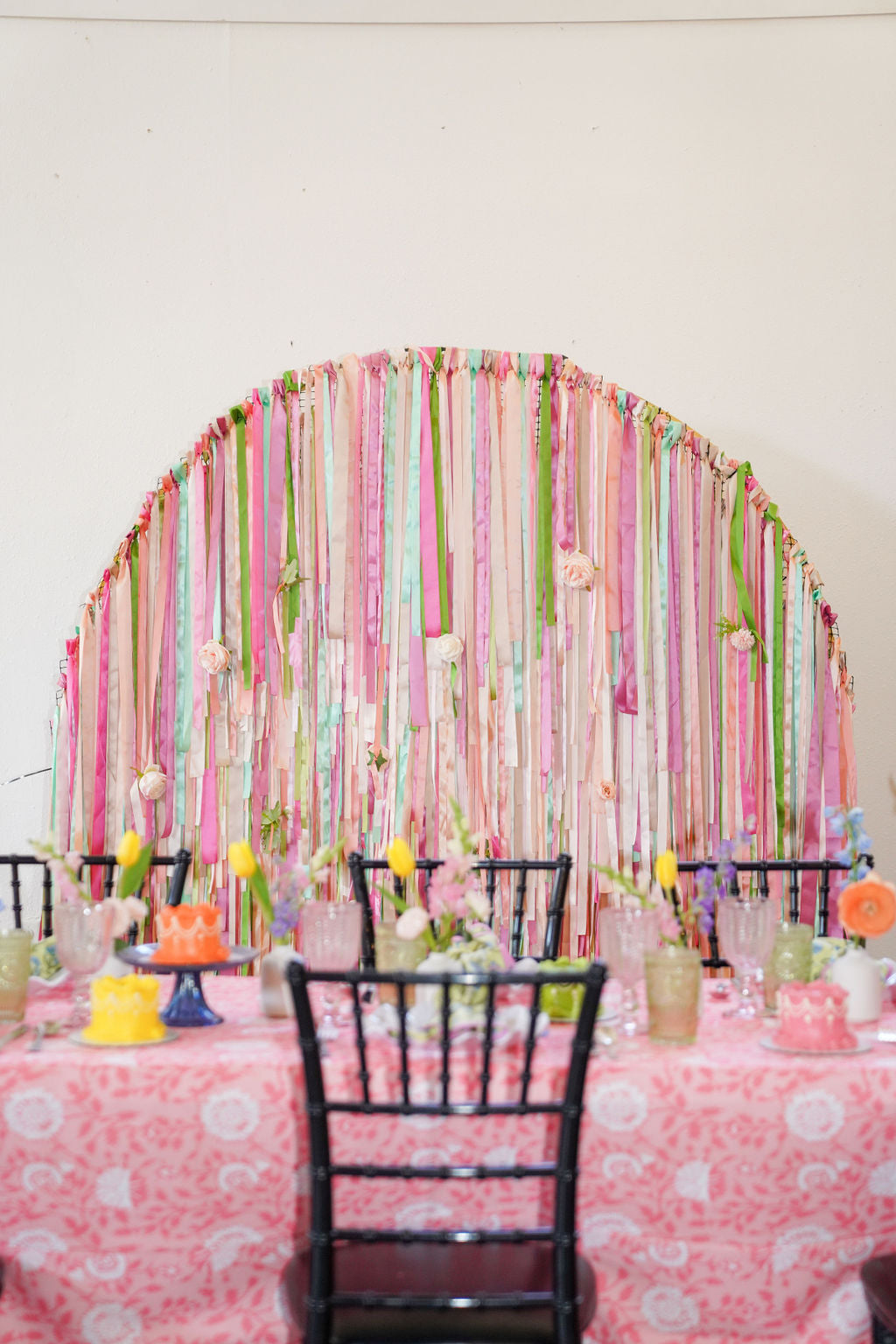 Petals and Prosecco Semi Circle Fringe Backdrop-Backdrops-Oh My Darling Party Co