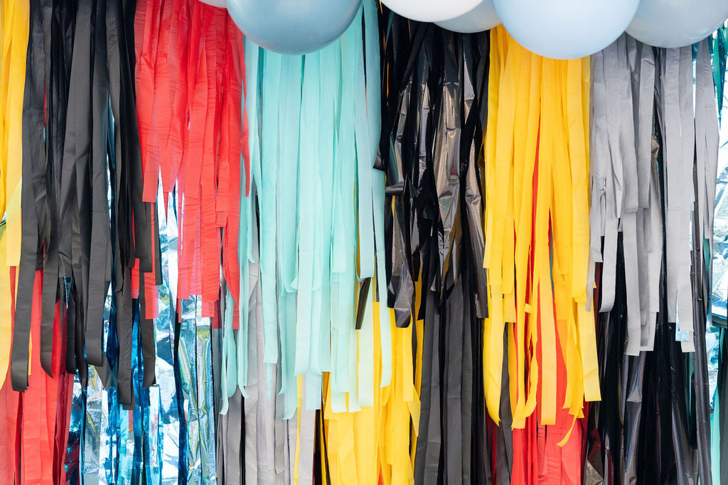 POW! BAM! CELEBRATE! Superhero Fringe Backdrop-Backdrops-Oh My Darling Party Co