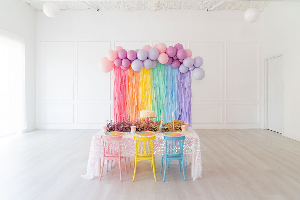 Pretty Pastel Rainbow Fringe Backdrop-Backdrops-Oh My Darling Party Co