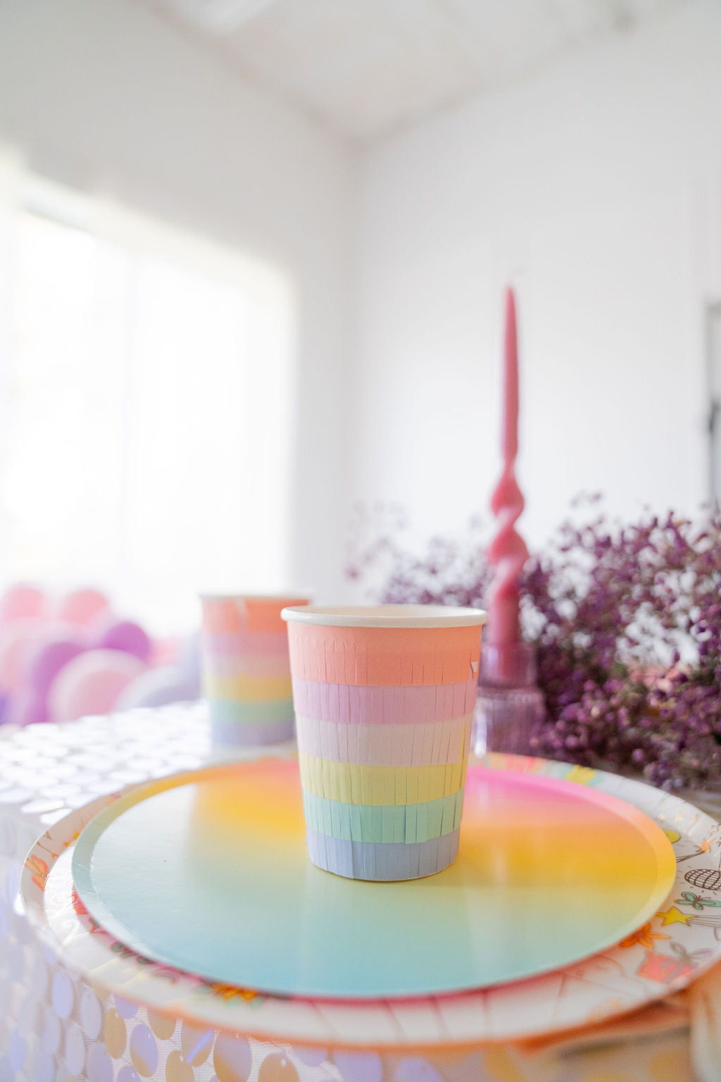 Pretty Pastel Rainbow Fringe Backdrop-Backdrops-Oh My Darling Party Co