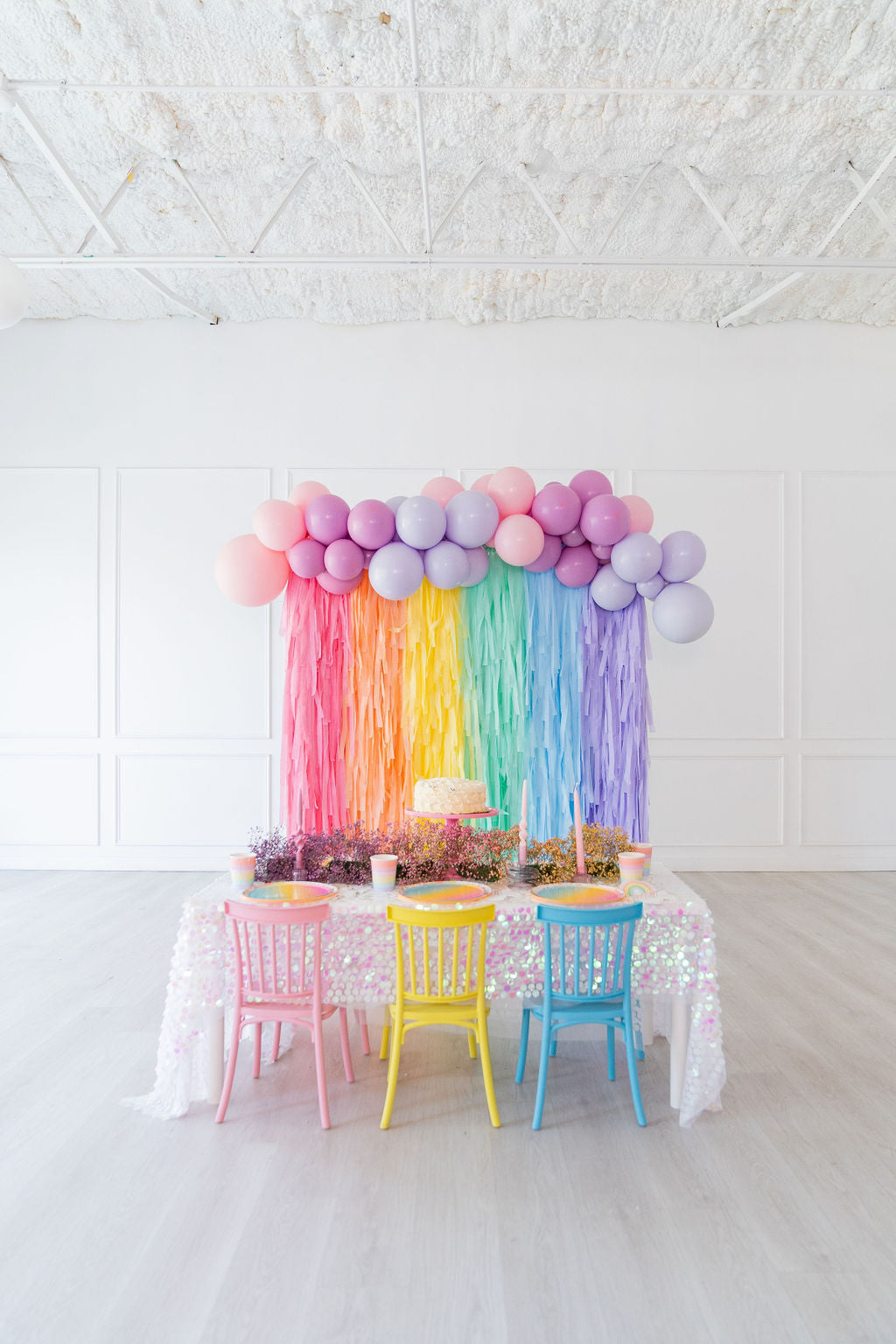 Pretty Pastel Rainbow Fringe Backdrop-Backdrops-Oh My Darling Party Co