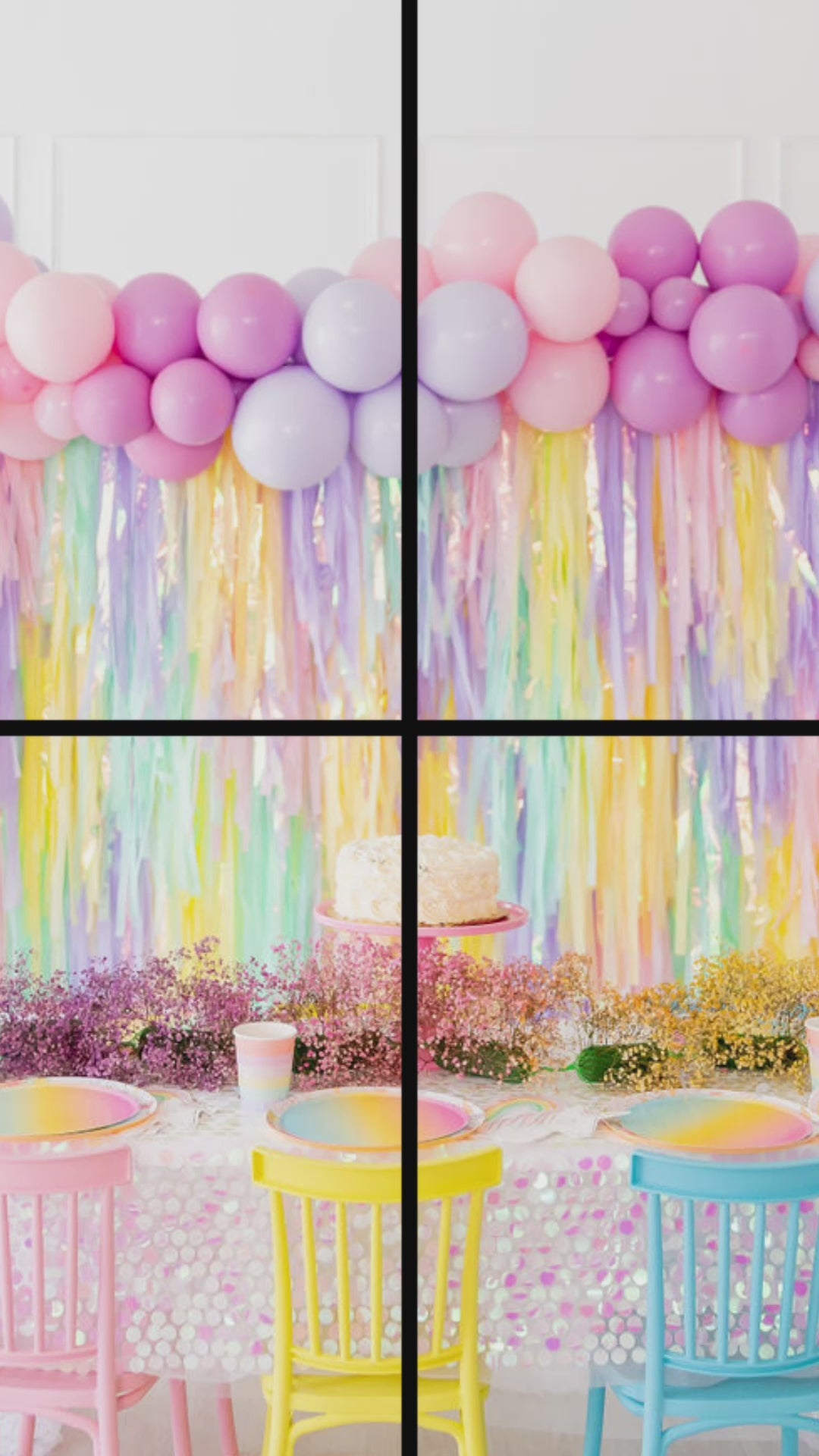 Load video: Pastel Unicorn Birthday Fringe Backdrop