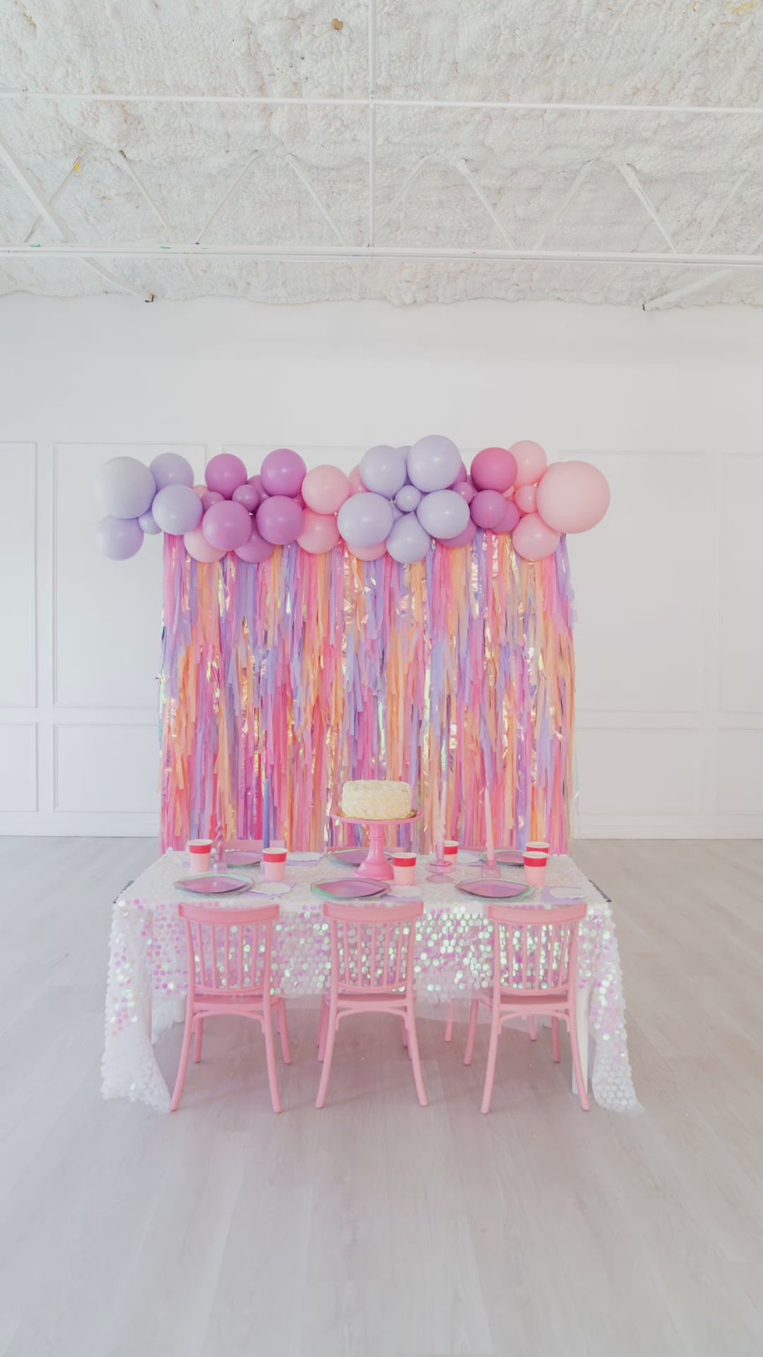 Load video: Sunset Splash Fringe Backdrop-Backdrops-Oh My Darling Party Co