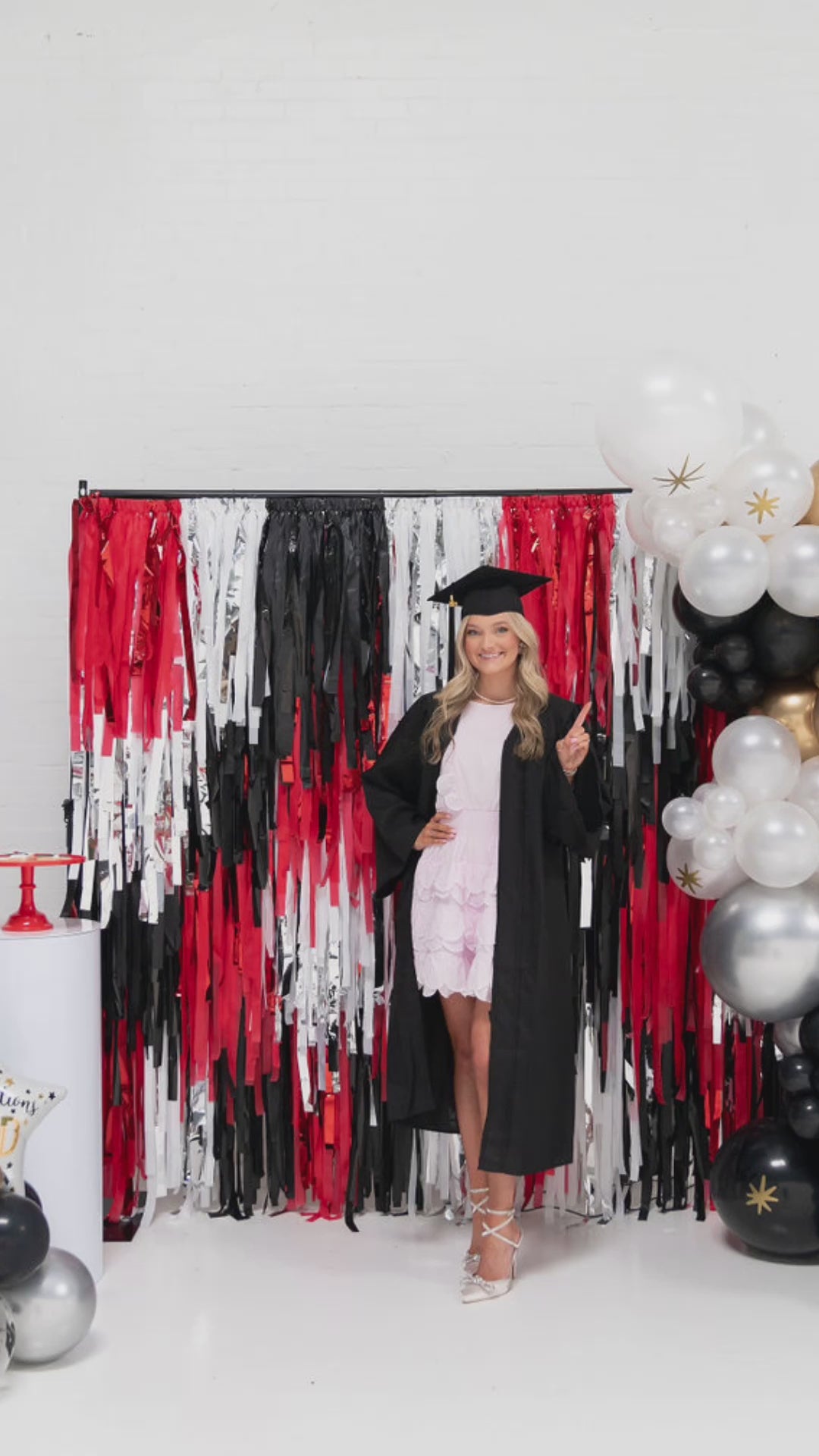 Load video: Classy Commencement Fringe Backdrop-Backdrops-Oh My Darling Party Co