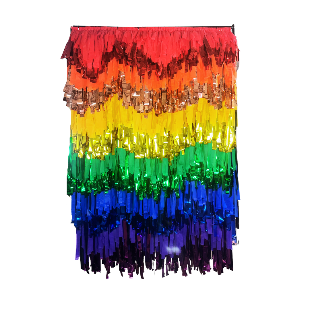 Pride Flag Rainbow Fringe Backdrop-Backdrops-Oh My Darling Party Co