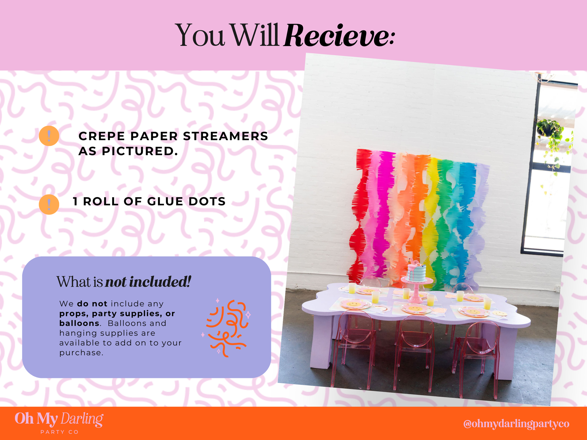Visual guide showing how to build a complete party decor bundle, including a fringe backdrop, sturdy stand, and coordinating balloon kits for a seamless event setup.