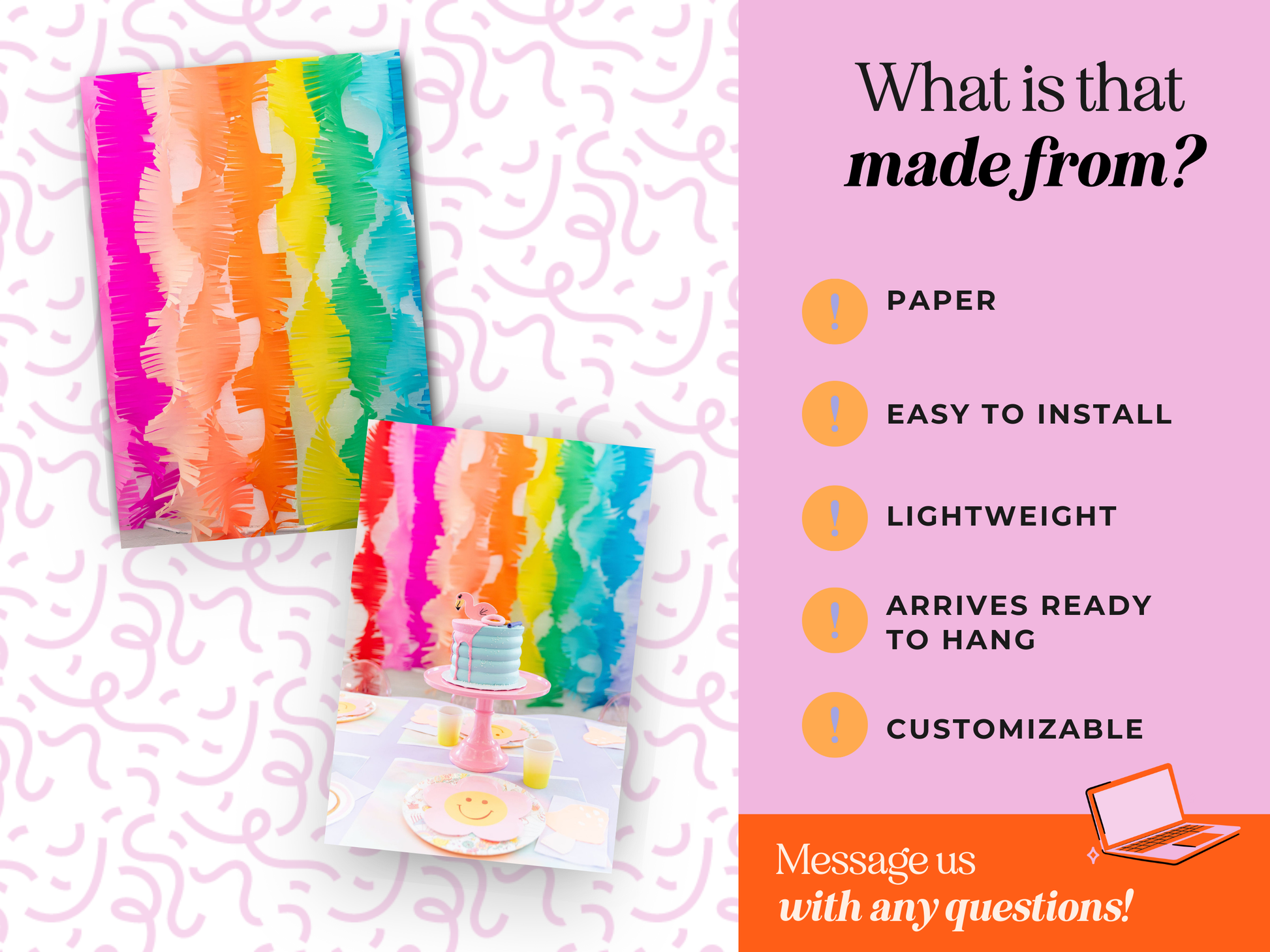 Visual guide showing how to build a complete party decor bundle, including a fringe backdrop, sturdy stand, and coordinating balloon kits for a seamless event setup.