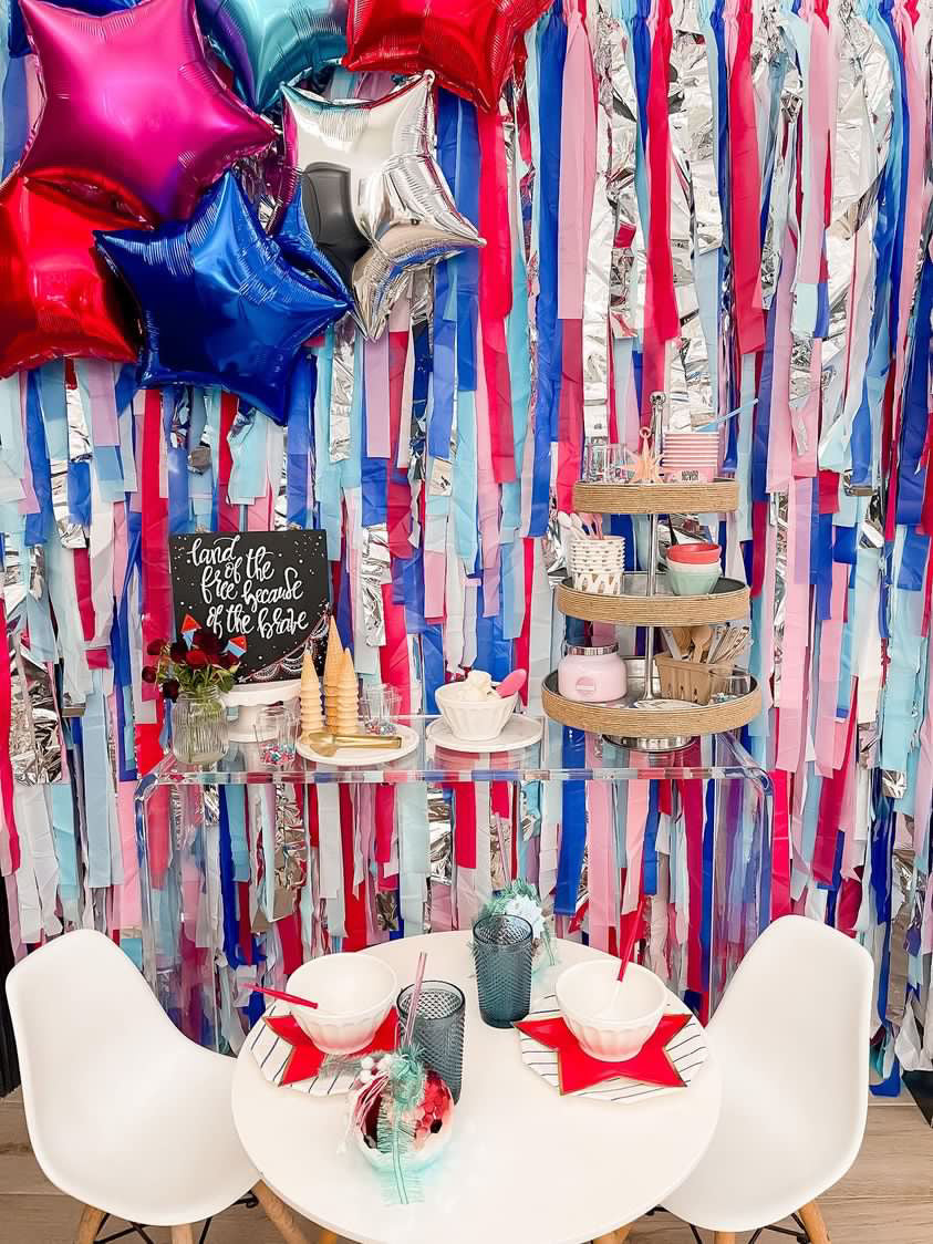 Red, White & Bash Fringe Backdrop-Backdrops-Oh My Darling Party Co