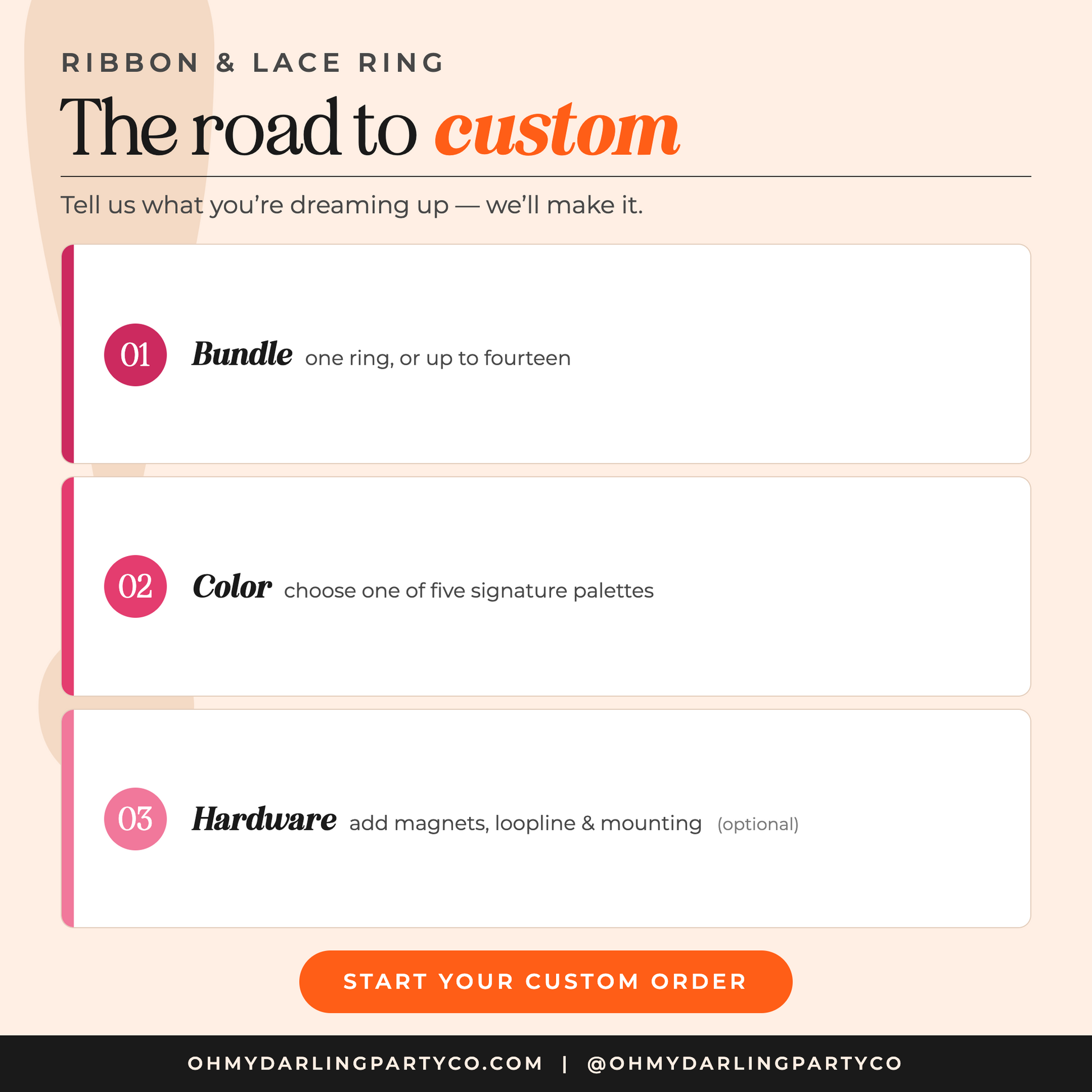 How to order your ribbon & lace ring set