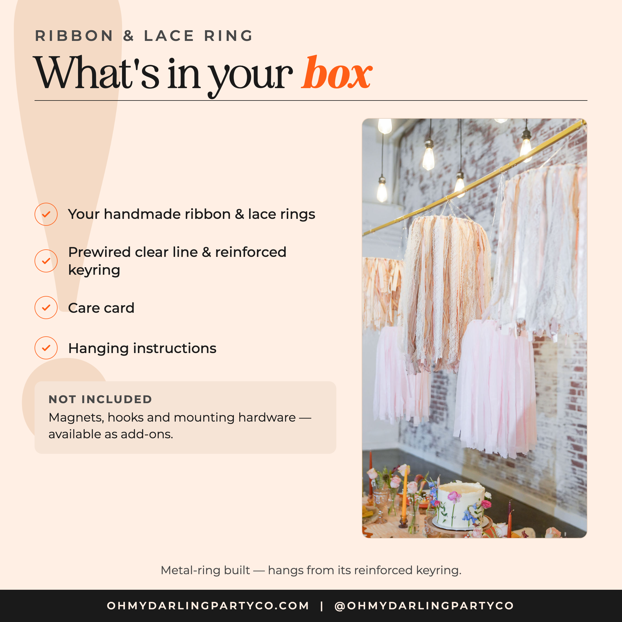 What's included with your ribbon & lace ring