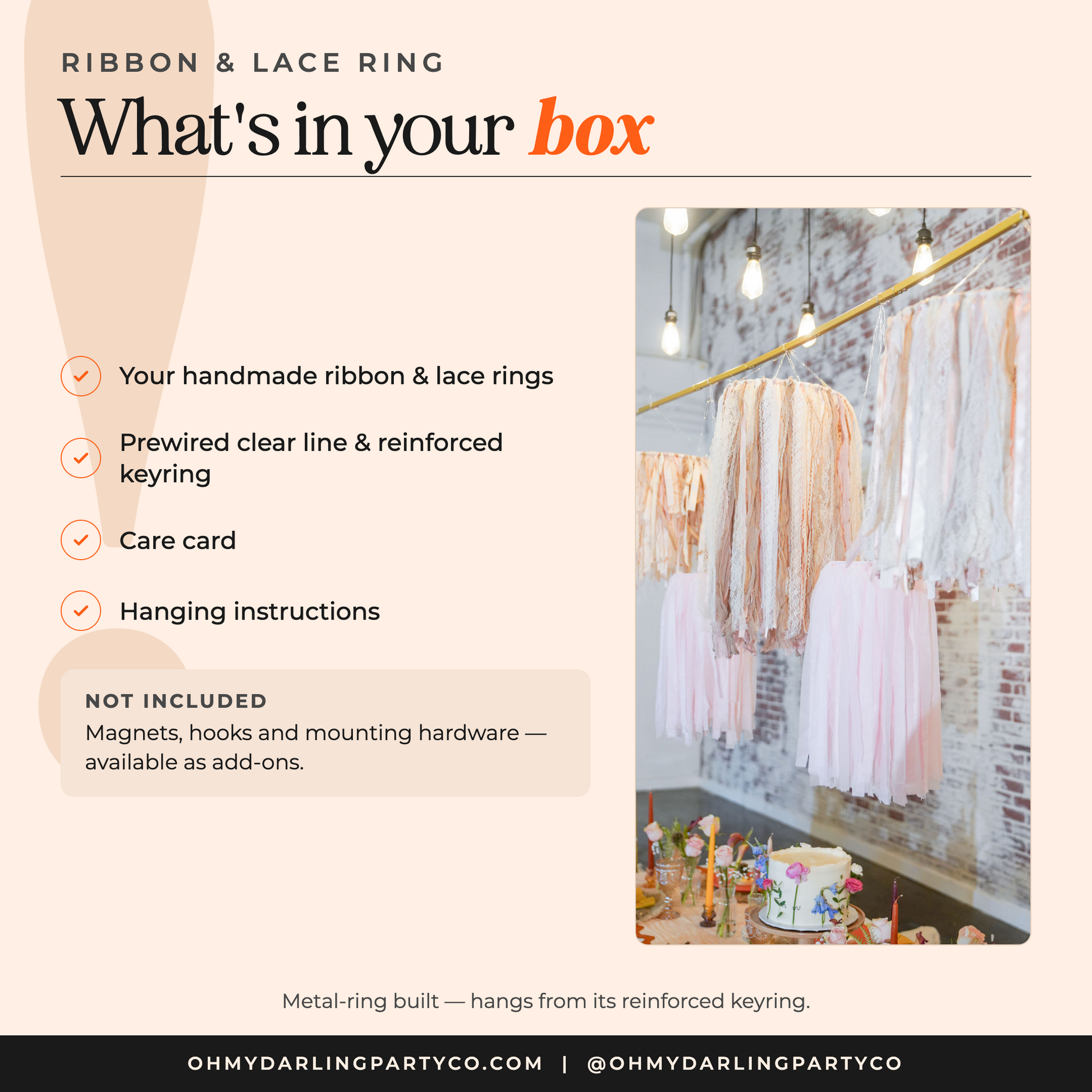What's included with your ribbon & lace ring set