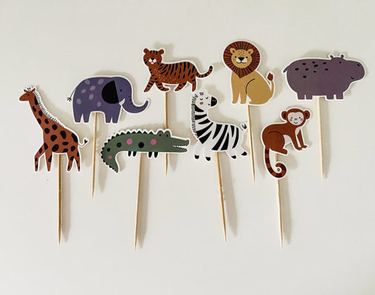 Safari Cupcake Toppers-Fringe Backdrop-Party Decor-Josi James-Oh My Darling Party Co-animal party, Barn Animals, cake toppers, cupcake kit, cupcake kits, cupcake topper, Cupcake Toppers, Faire, Farm Animals, party animal, party animals, safari, safari animals, safari party, sale