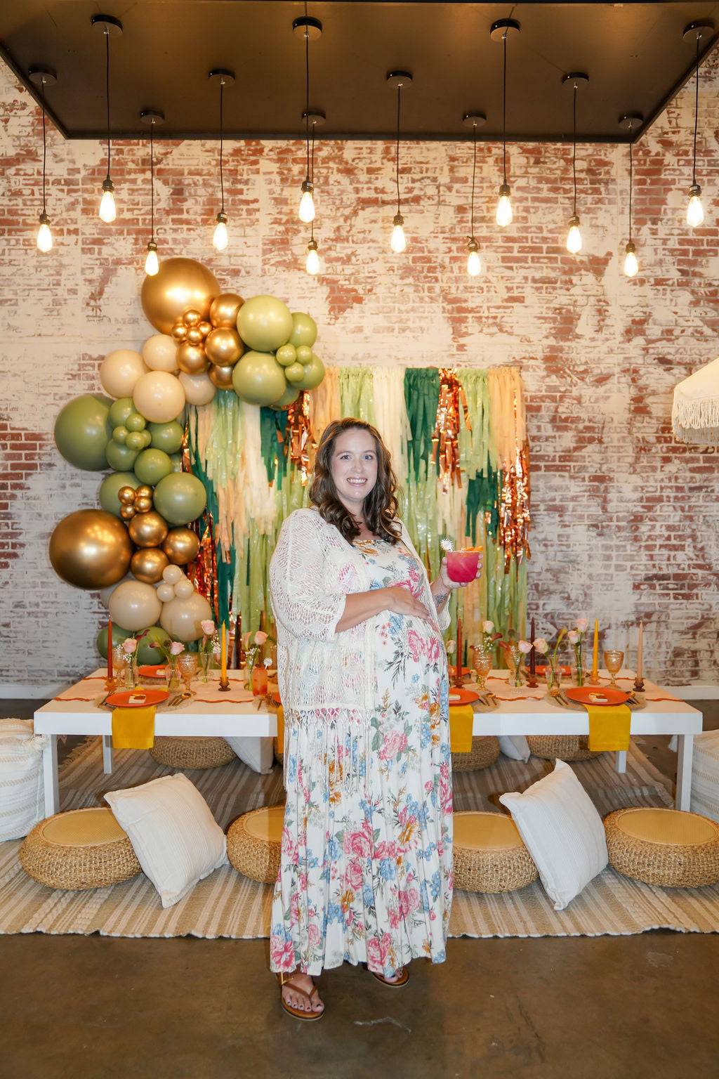 Sage Serenity Fringe Backdrop-Backdrops-Oh My Darling Party Co