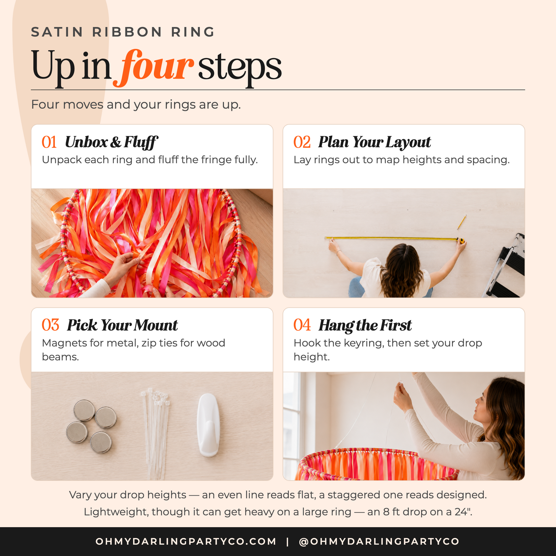 How to hang your satin ribbon ring set