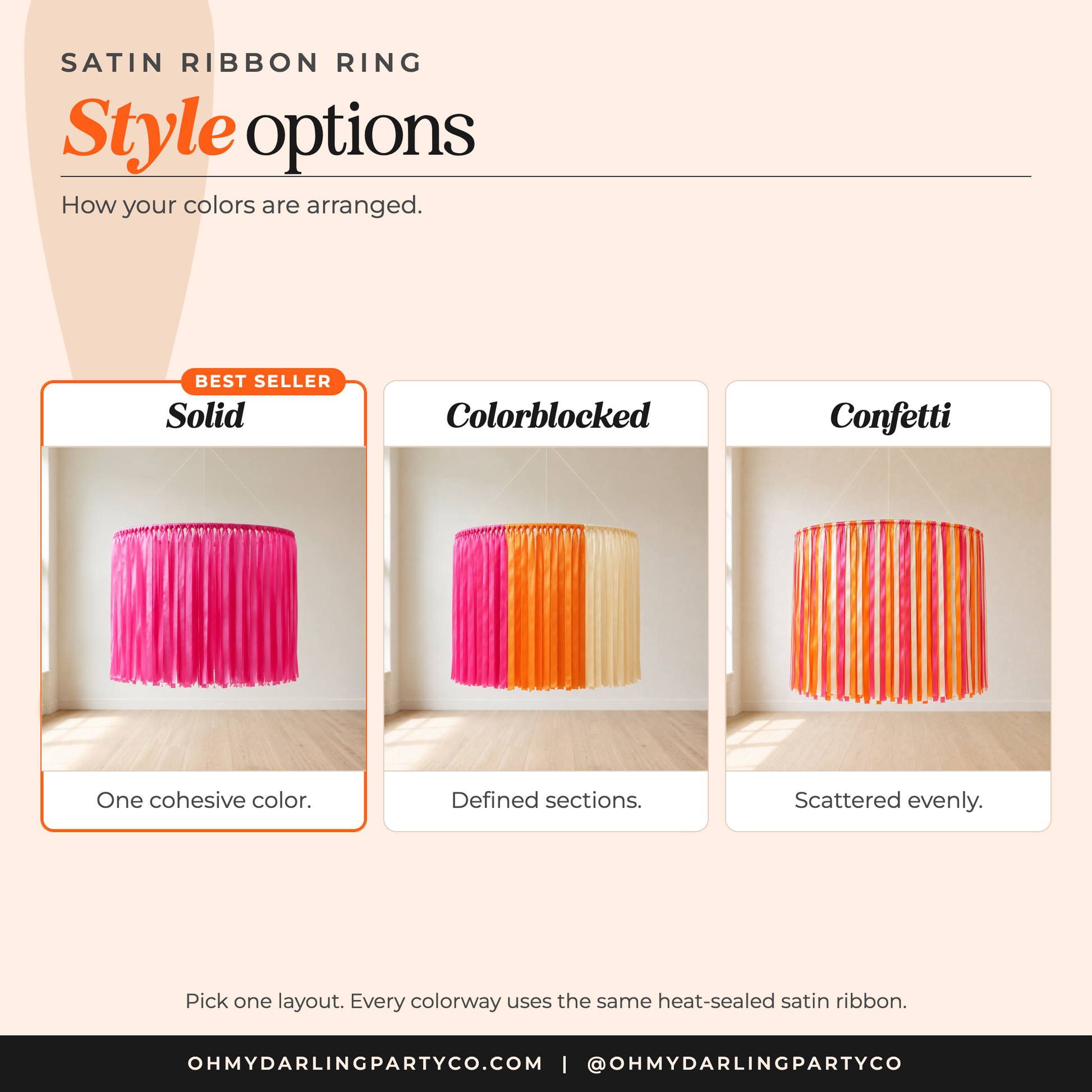 Satin ribbon ring style options