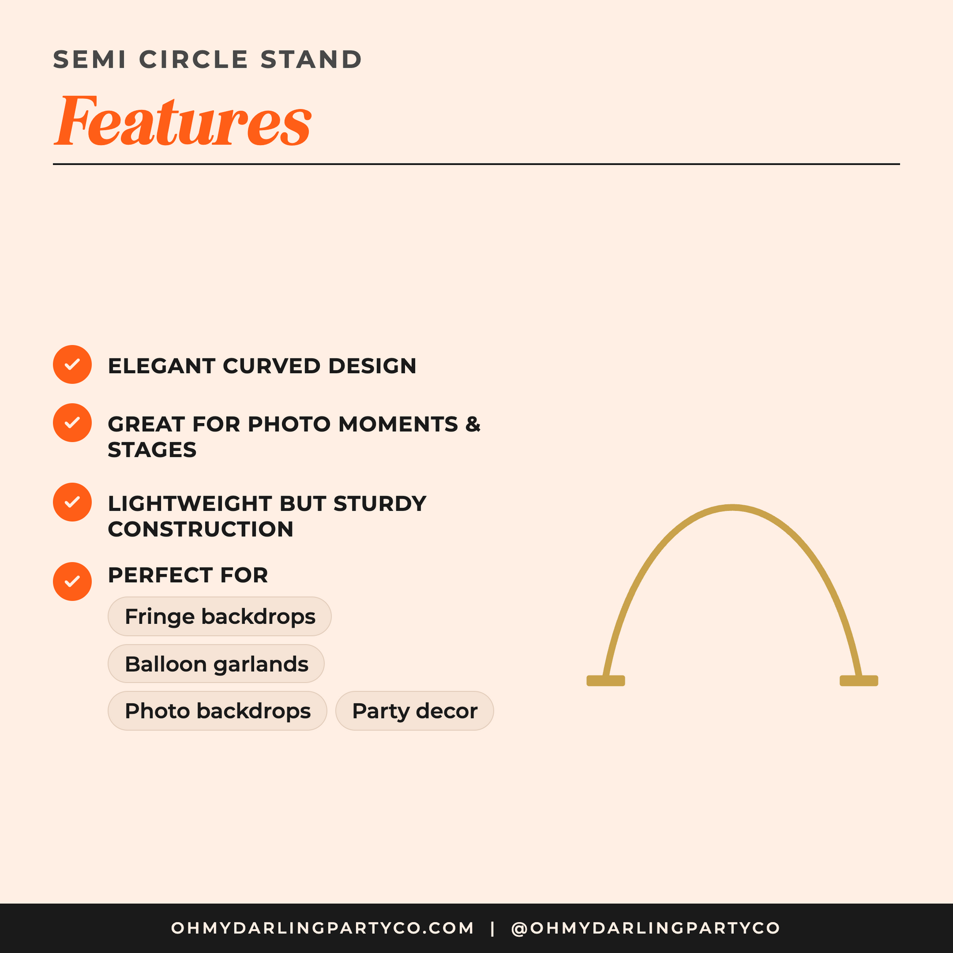 Semi Circle Stand — features