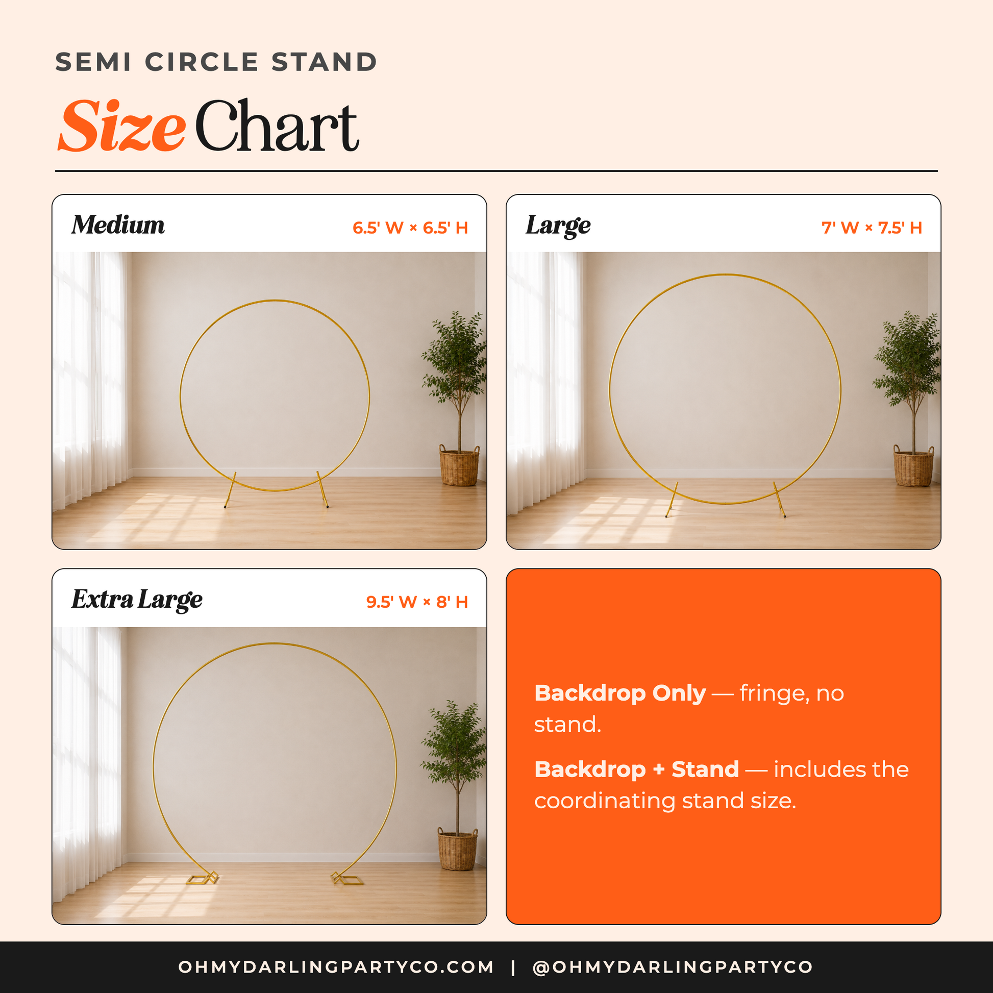 Semi Circle Stand — size guide