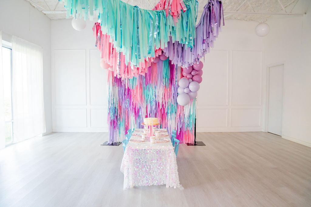 Spa Party Fringe Fringe Backdrop-Backdrops-Oh My Darling Party Co