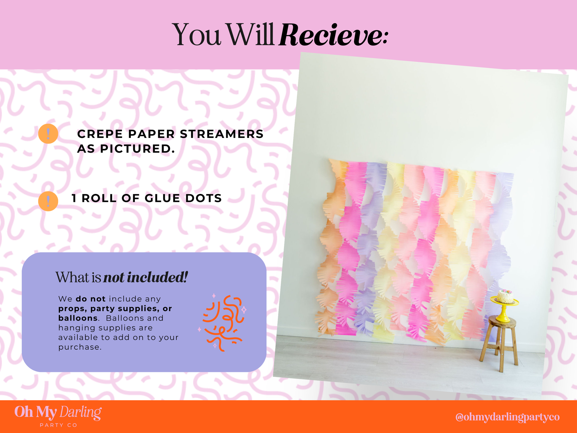 Visual guide showing how to build a complete party decor bundle, including a fringe backdrop, sturdy stand, and coordinating balloon kits for a seamless event setup.