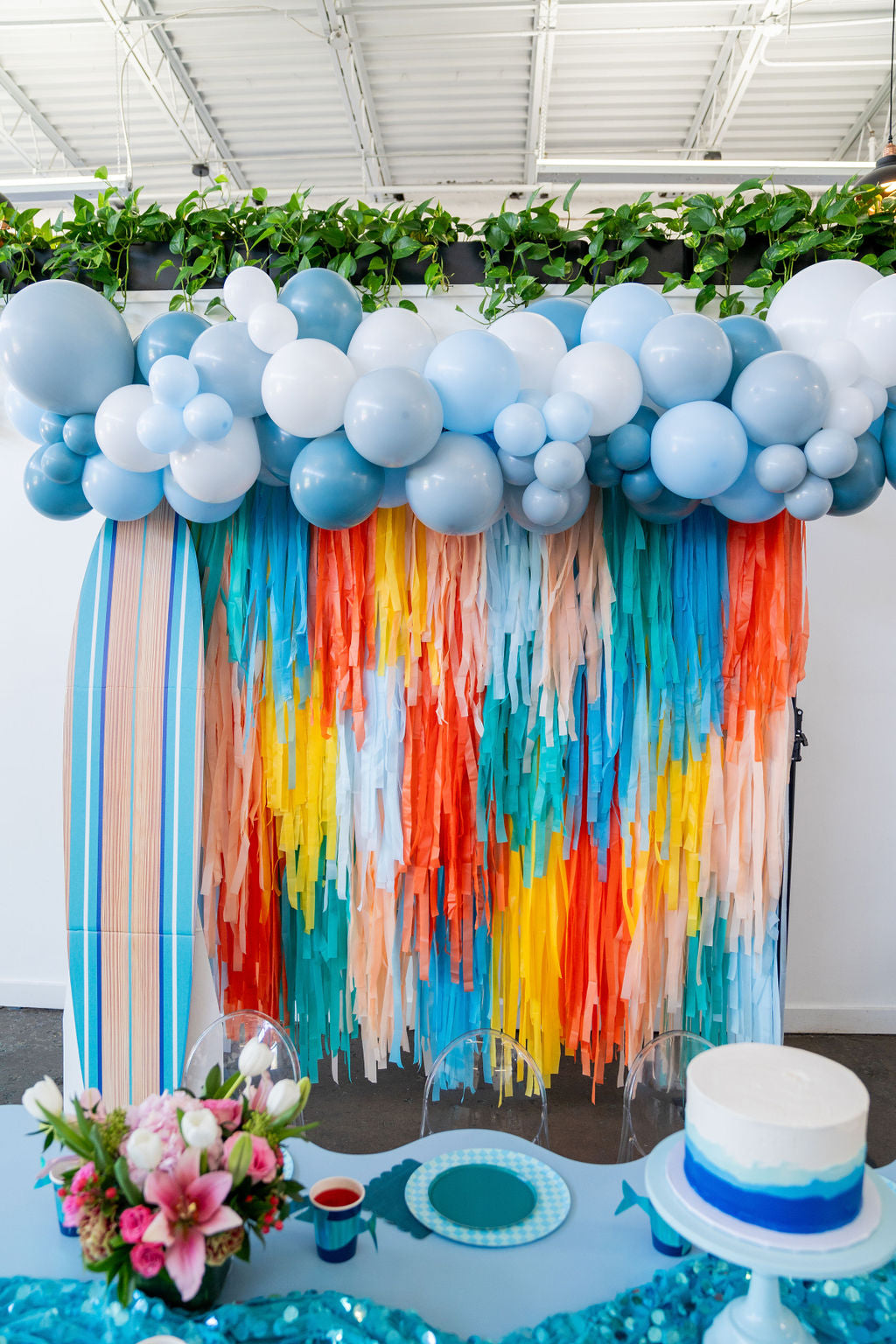 Surf's Up Fringe Backdrop-Oh My Darling Party Co-Fringe Backdrop, Streamer Backdrop, Fringe perfect for events & parties!