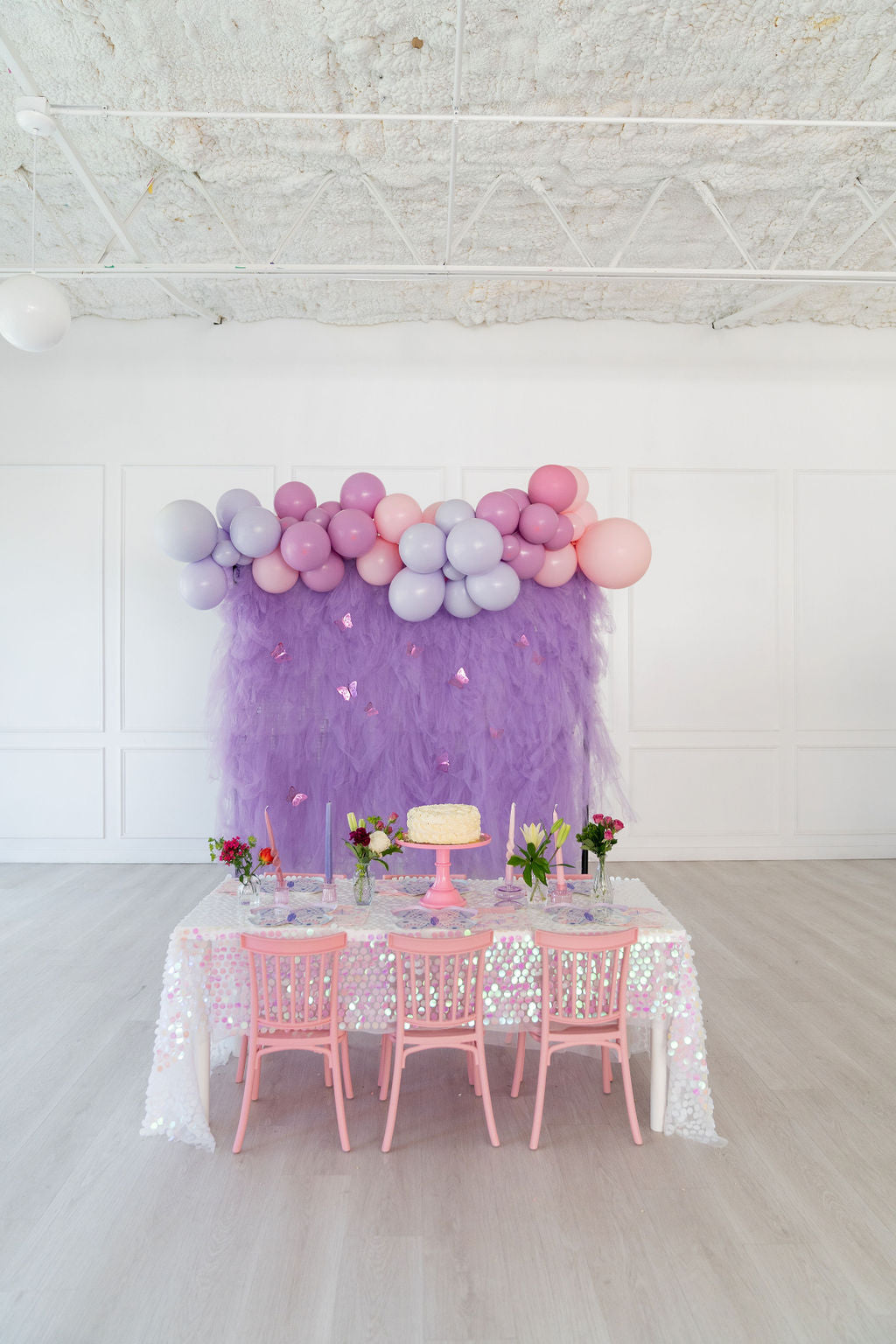 Tulle Fringe Backdrop in Lavender-Backdrops-Oh My Darling Party Co