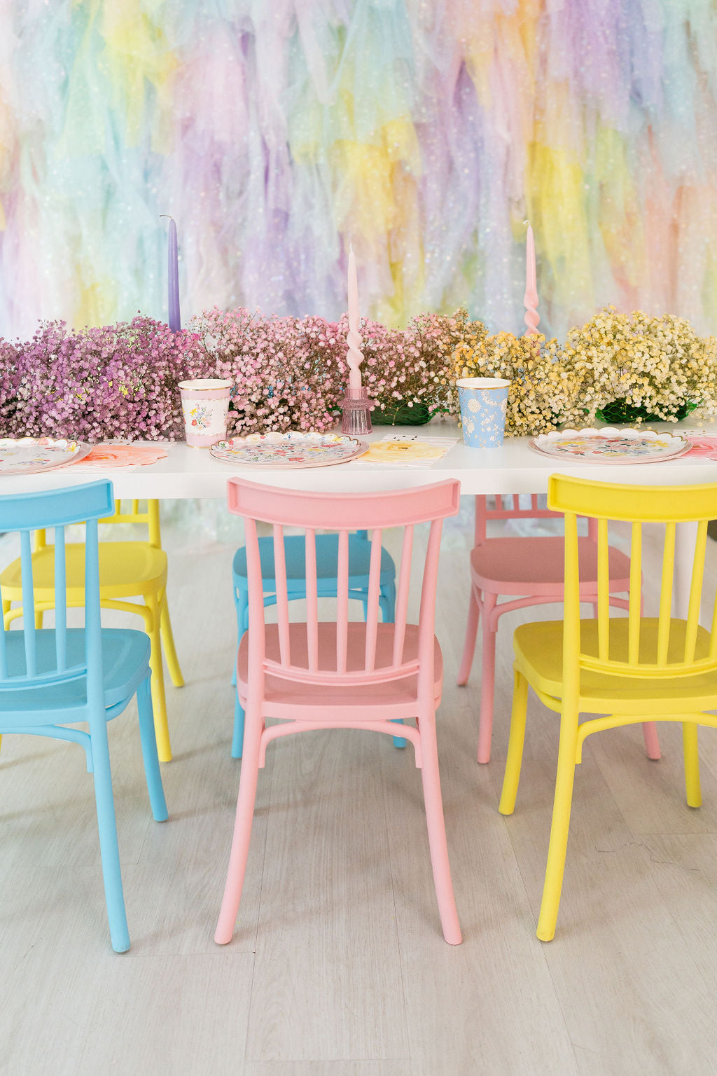 Tulle Fringe Backdrop in Pastel Rainbow-Backdrops-Oh My Darling Party Co