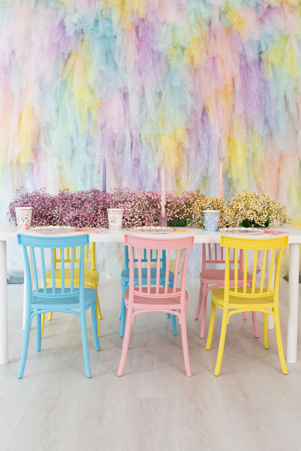 Tulle Fringe Backdrop in Pastel Rainbow-Backdrops-Oh My Darling Party Co