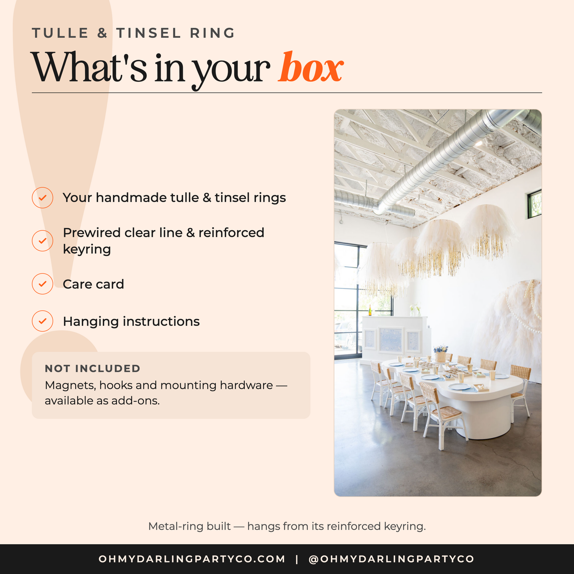 What's included with your tulle & tinsel ring