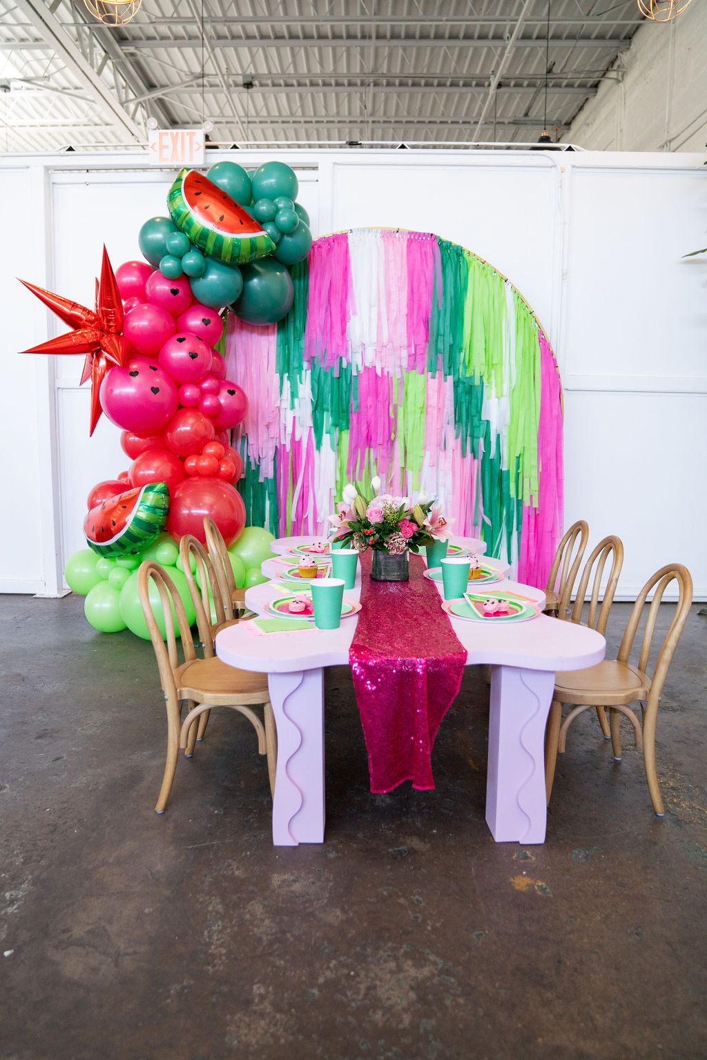 Watermelon Semi Circle Fringe Backdrop-Semi Circle Backdrop-Oh My Darling Party Co