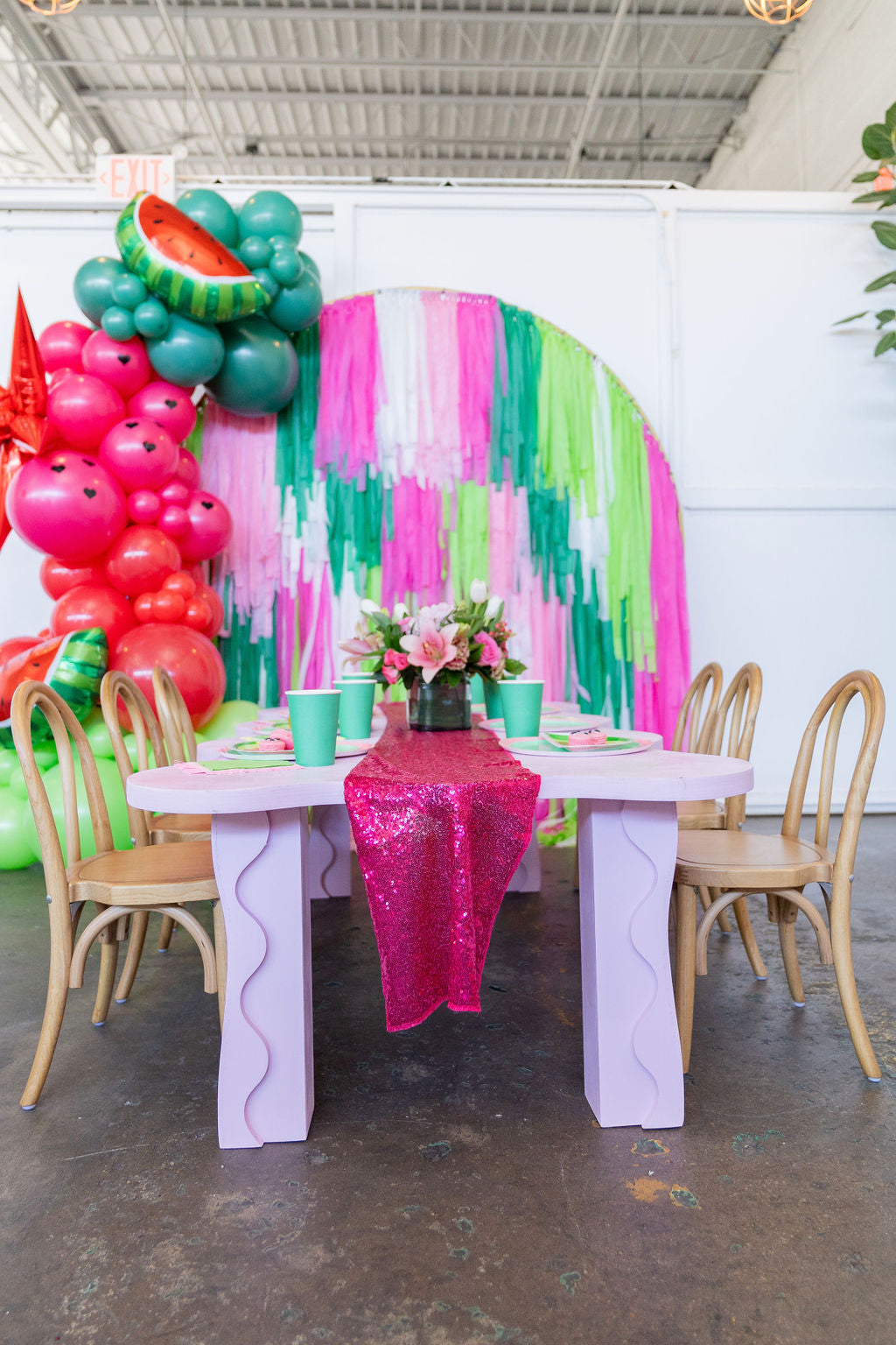 Watermelon Semi Circle Fringe Backdrop-Semi Circle Backdrop-Oh My Darling Party Co