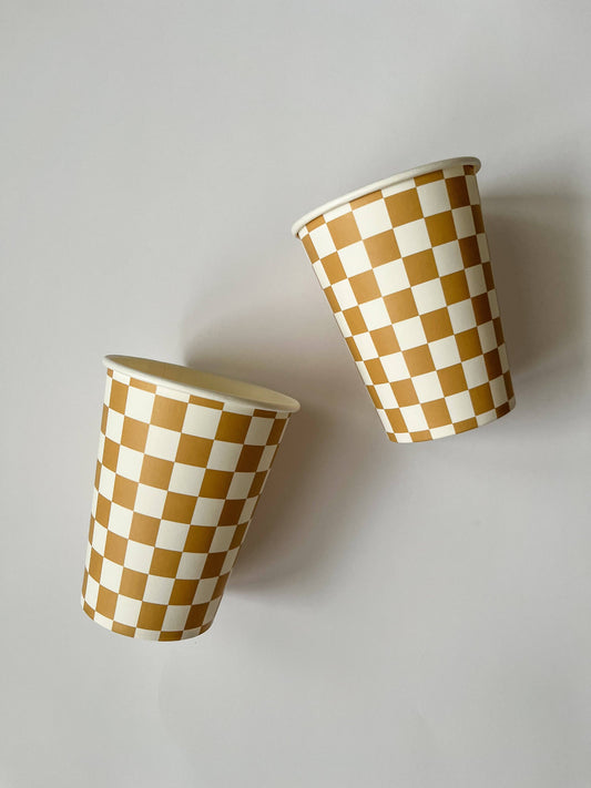 Checkered Gold Matte Cups
