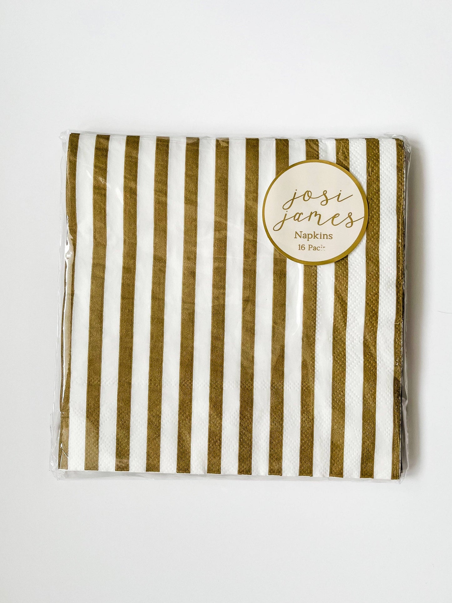 Classic Stripe Gold Matte Large Napkin-Fringe Backdrop-Party Decor-Josi James-Oh My Darling Party Co-boy party, boy party napkins, cocktail napkins, garbage truck, girl party, gn party, gold, gold details, guest napkins, matte gold, napkins, napkins paper, paper napkins, party decor, party napkins, party supplies, striped, stripes, trash truck, trash truck party, white and gold, yellow napkins