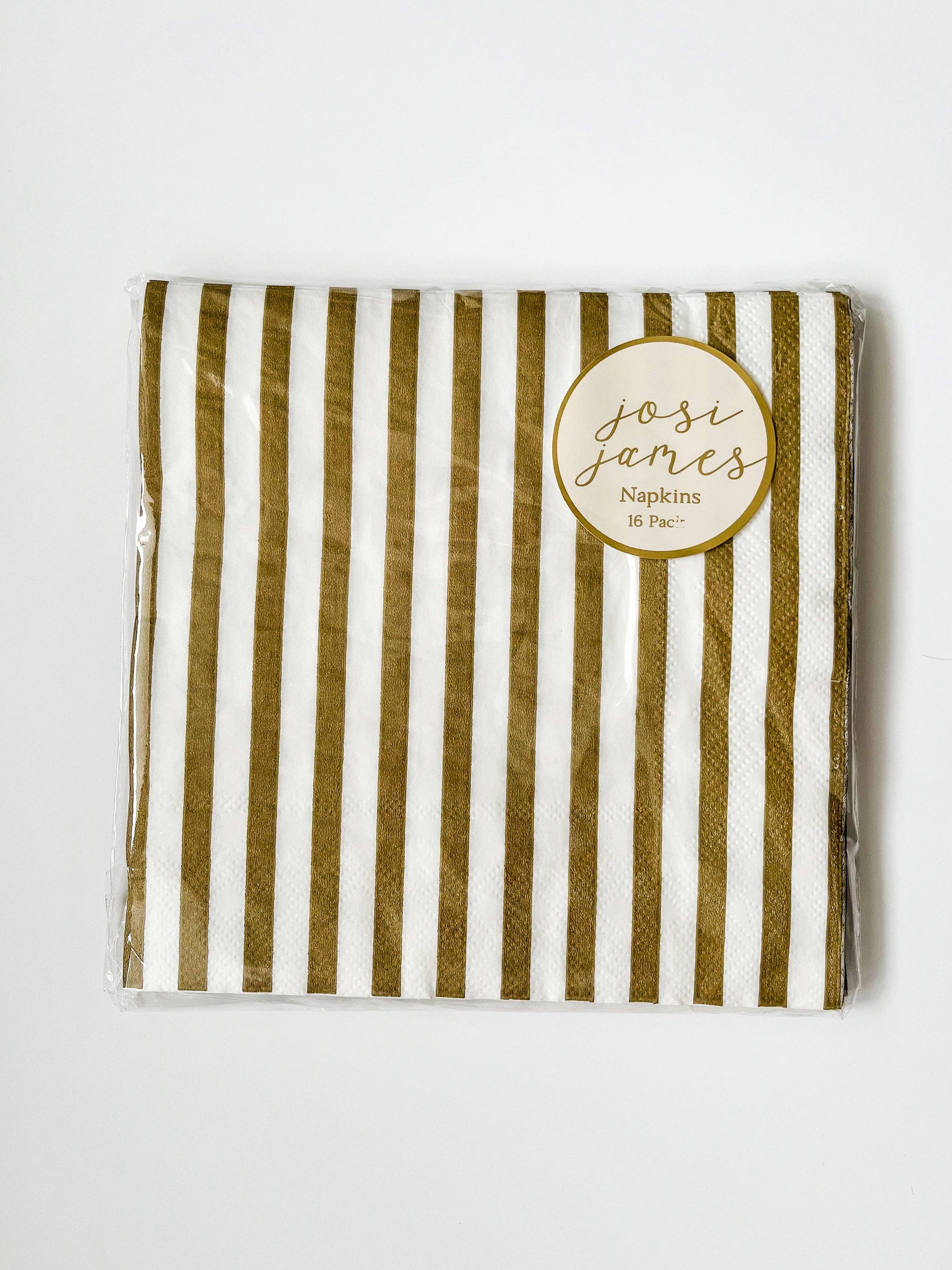 Classic Stripe Gold Matte Large Napkin-Fringe Backdrop-Party Decor-Josi James-Oh My Darling Party Co-boy party, boy party napkins, cocktail napkins, garbage truck, girl party, gn party, gold, gold details, guest napkins, matte gold, napkins, napkins paper, paper napkins, party decor, party napkins, party supplies, striped, stripes, trash truck, trash truck party, white and gold, yellow napkins