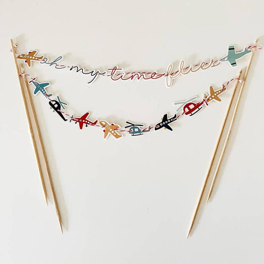 Airplane Cake Banner Time Flies - Oh My Darling Party Co-Faire #Fringe_Backdrop#