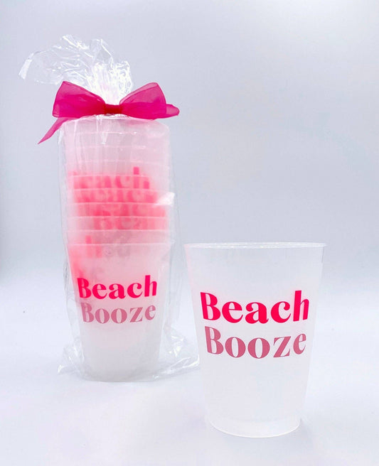 Beach Booze Frosted Cups - Summer - Oh My Darling Party Co-bachelorette party cupsbeachBeach Booze #Fringe_Backdrop#