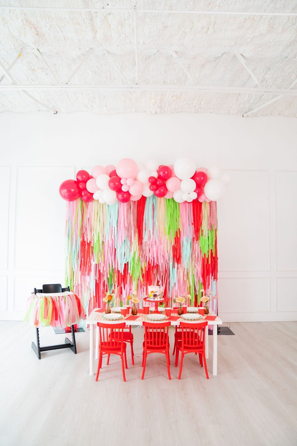 Berry Sweet Strawberry Backdrop - Oh My Darling Party Co-babybaby pinkbaby shower #Fringe_Backdrop#