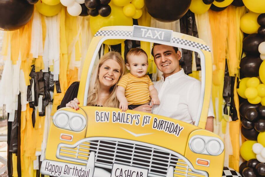 Big Yellow Taxi Backdrop - Oh My Darling Party Co-blackblack and whiteboy party #Fringe_Backdrop#