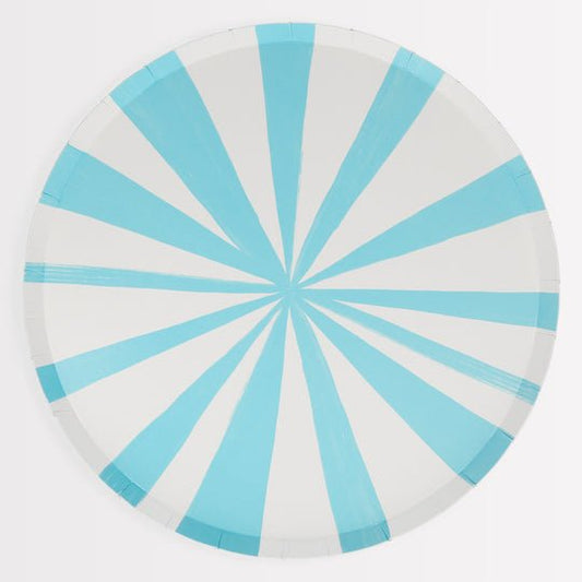 Blue Stripe Dinner Plates - Oh My Darling Party Co-baby bluebirthday boybirthday decorations #Fringe_Backdrop#