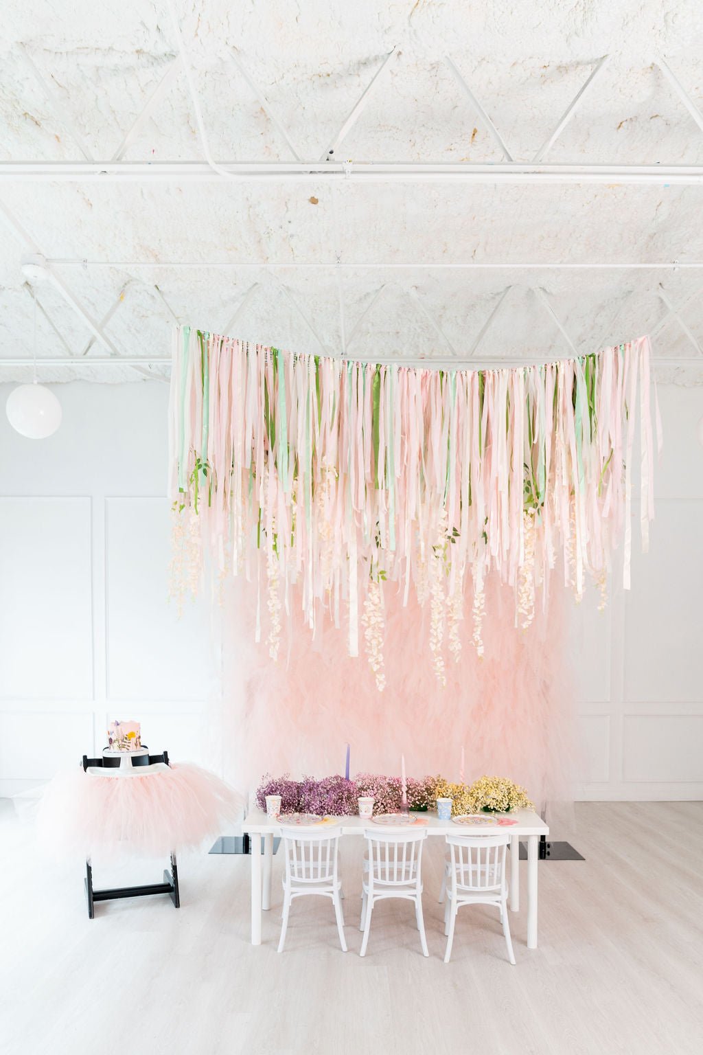 Blush Tulle Backdrop - Oh My Darling Party Co-1st birthdaybaby pinkblush #Fringe_Backdrop#