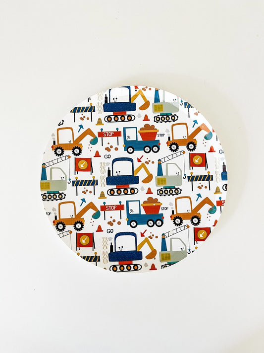 Builder Construction Small Plate - Oh My Darling Party Co-baby Under Constructionbirthday boyblue plates #Fringe_Backdrop#
