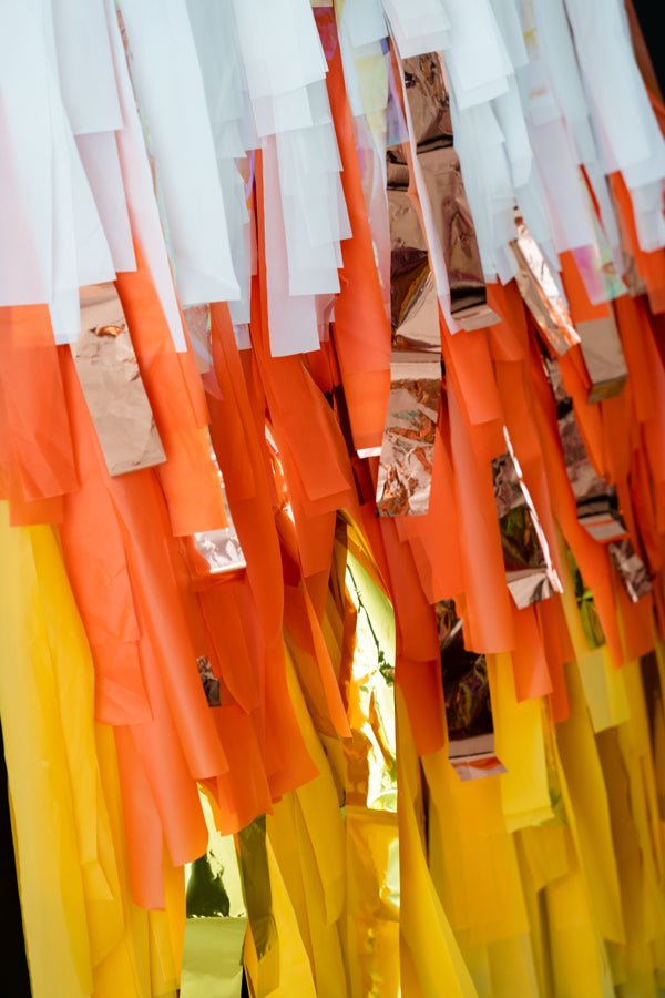 Candy Corn Shape Backdrop - Oh My Darling Party Co-halloweenhalloween partyspooky #Fringe_Backdrop#