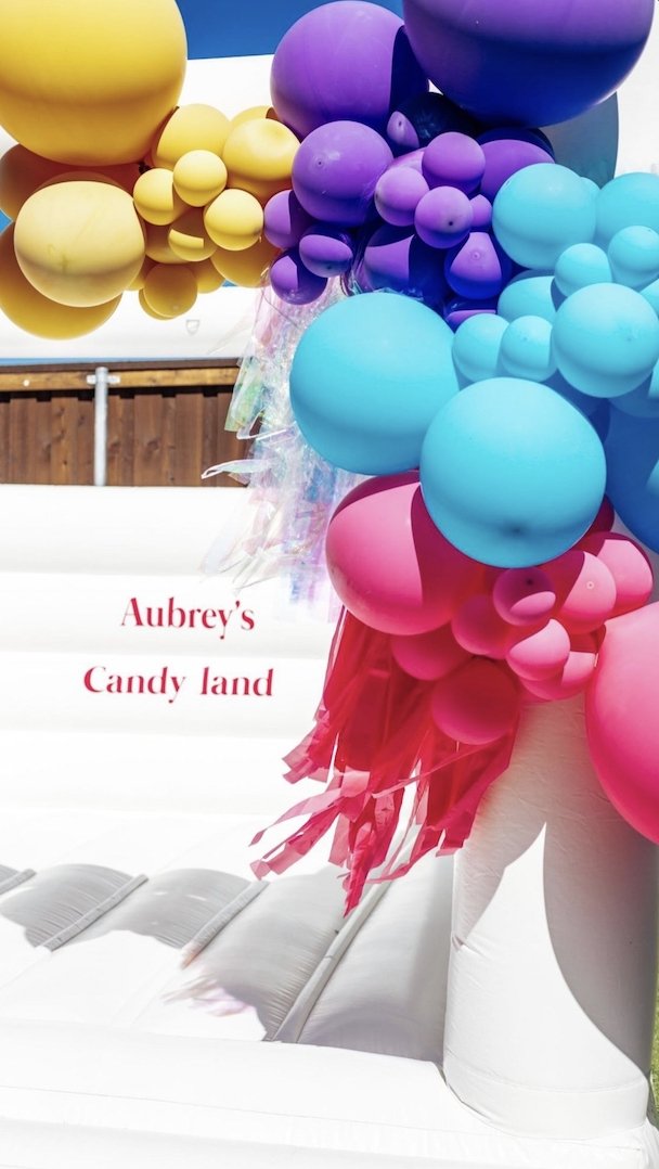 Candyland Balloon Swags - Oh My Darling Party Co-amethystbutterflycandy pink #Fringe_Backdrop#