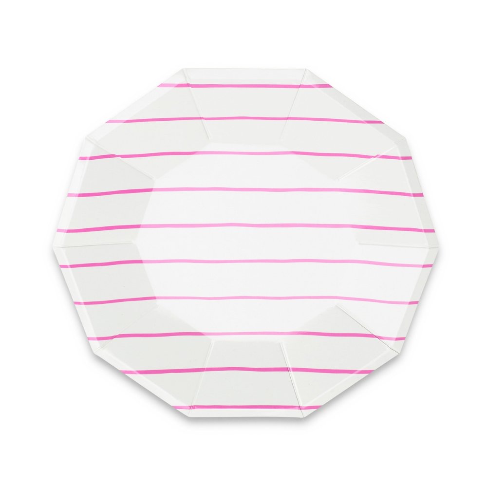 Cerise Frenchie Striped Paper Plates (Large) - Oh My Darling Party Co-bachelorettebachelorette partybridal party #Fringe_Backdrop#