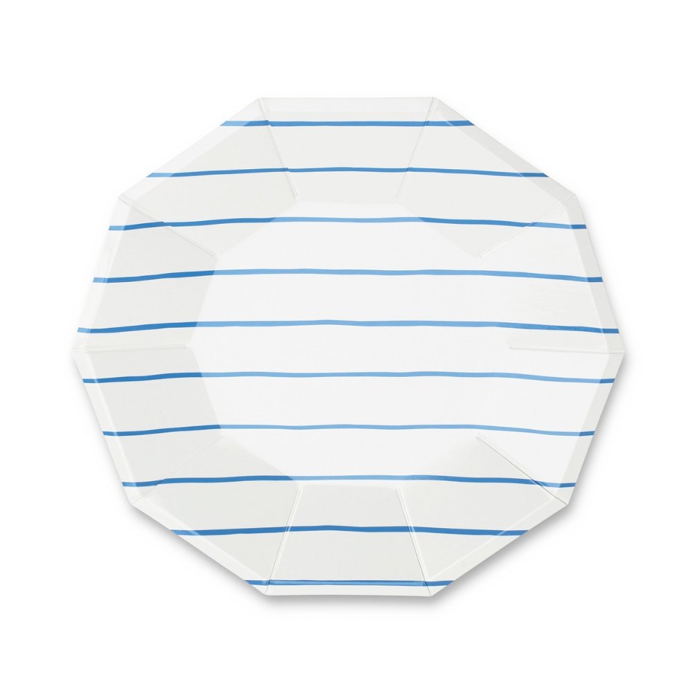 Cobalt Frenchie Striped Plates - (Small) - Oh My Darling Party Co-back to schoolFaireIndependence Day #Fringe_Backdrop#