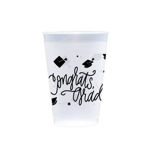 Congrats, Grad! (black ink) | Frosted Cups (2 sizes) - Oh My Darling Party Co-congratscongratulationscups #Fringe_Backdrop#