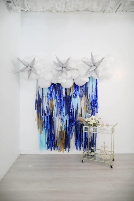 Festival of Lights Fringe Backdrop - Oh My Darling Party Co-blue and silver party decorchanukah partychristmas #Fringe_Backdrop#