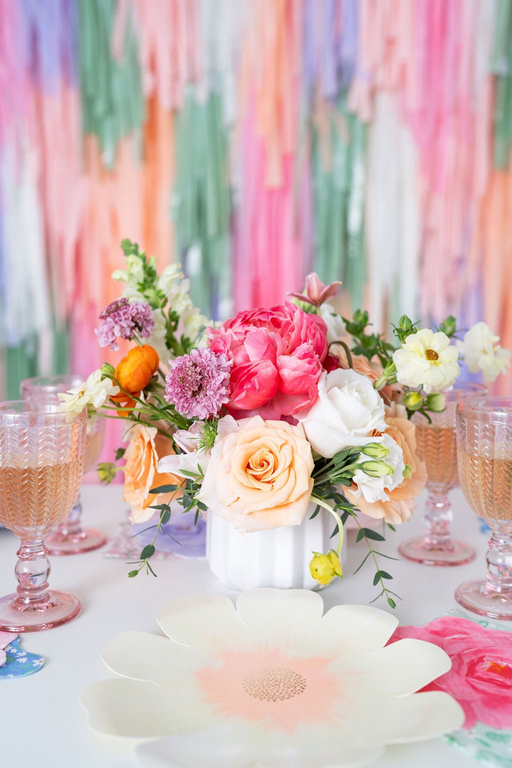 Garden Party Fringe Backdrop - Oh My Darling Party Co-baby pinkbaby showerblush #Fringe_Backdrop#
